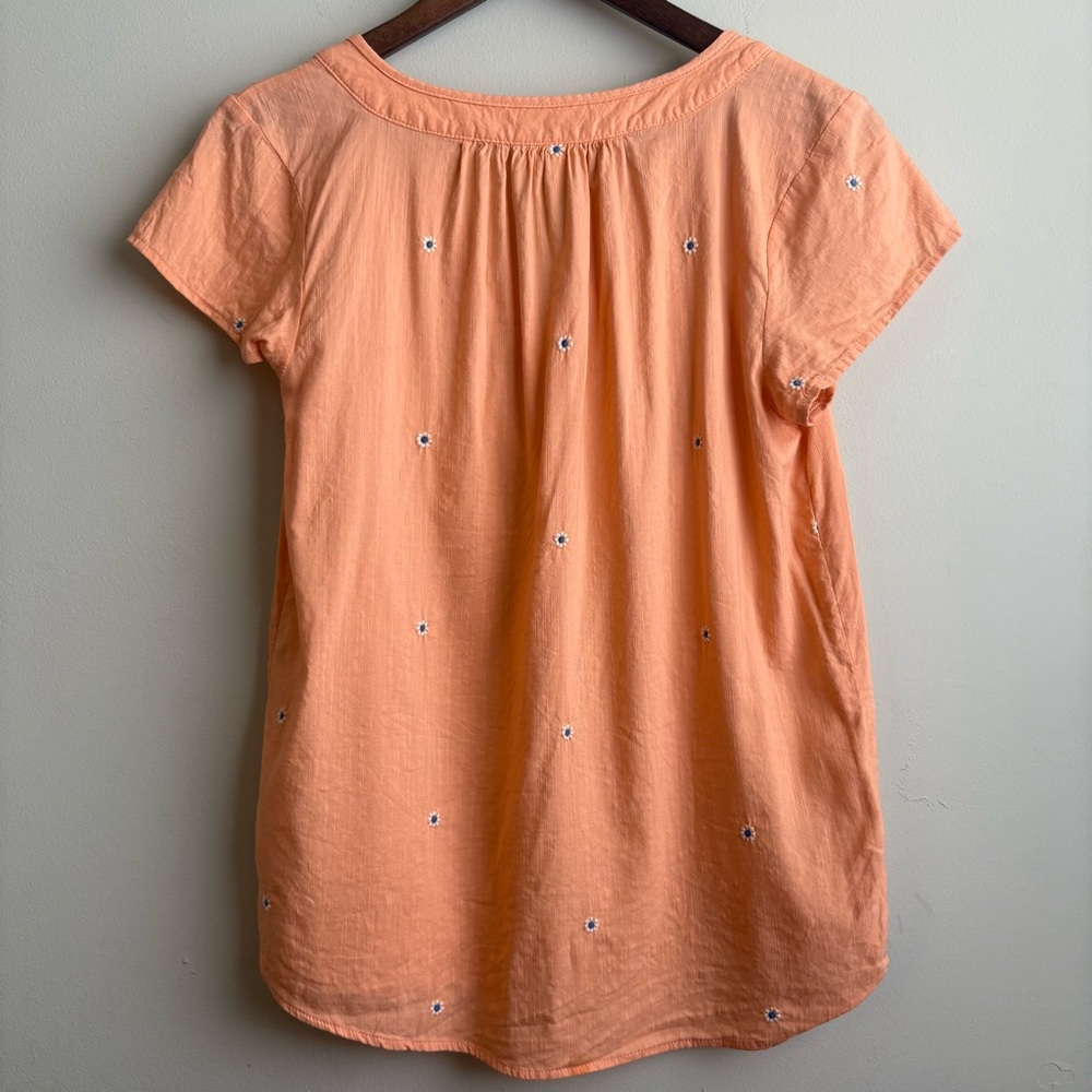 St. John's Bay Peach Short-Sleeve Embroidered V-Notch Top - Picture 5 of 5